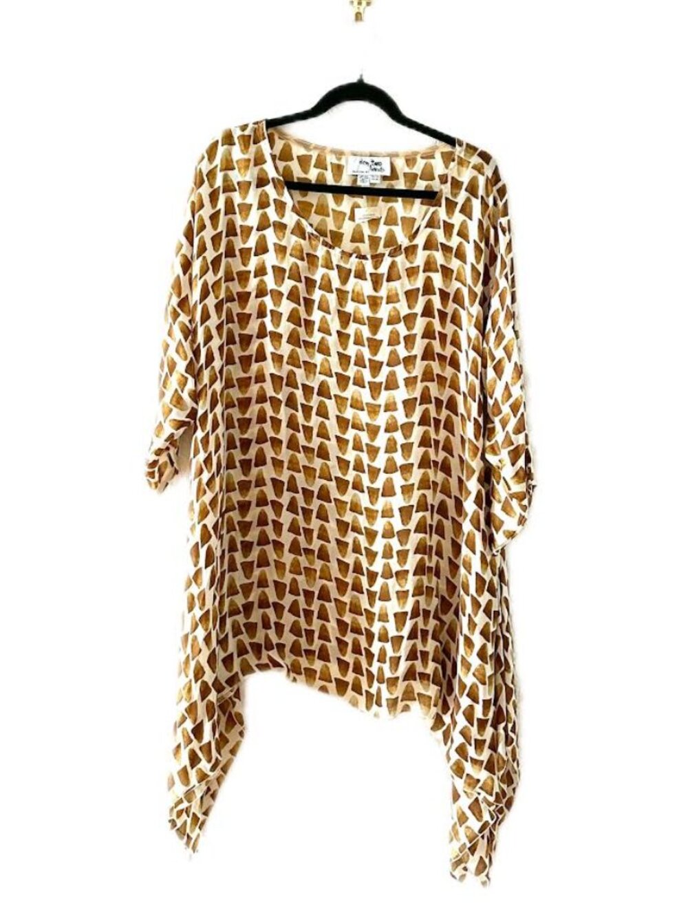 Dem Two Hands Semi Sheer Waterfall Top Artisan 100% Silk